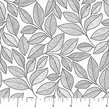 Northcott - Simply Neutral 2 - 23913-99 - Large Leaf Toss - White Black