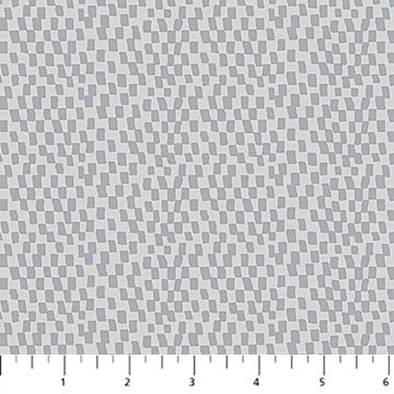 Gray geometric patterned fabric with a ruler at the bottom