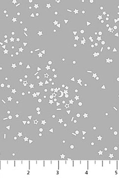 Gray fabric with white star and triangle pattern