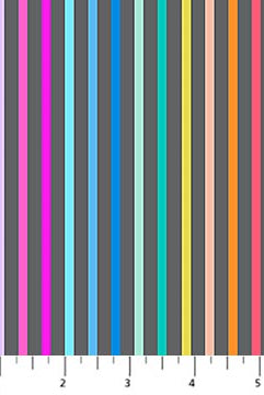 Colorful striped fabric with a ruler at the bottom