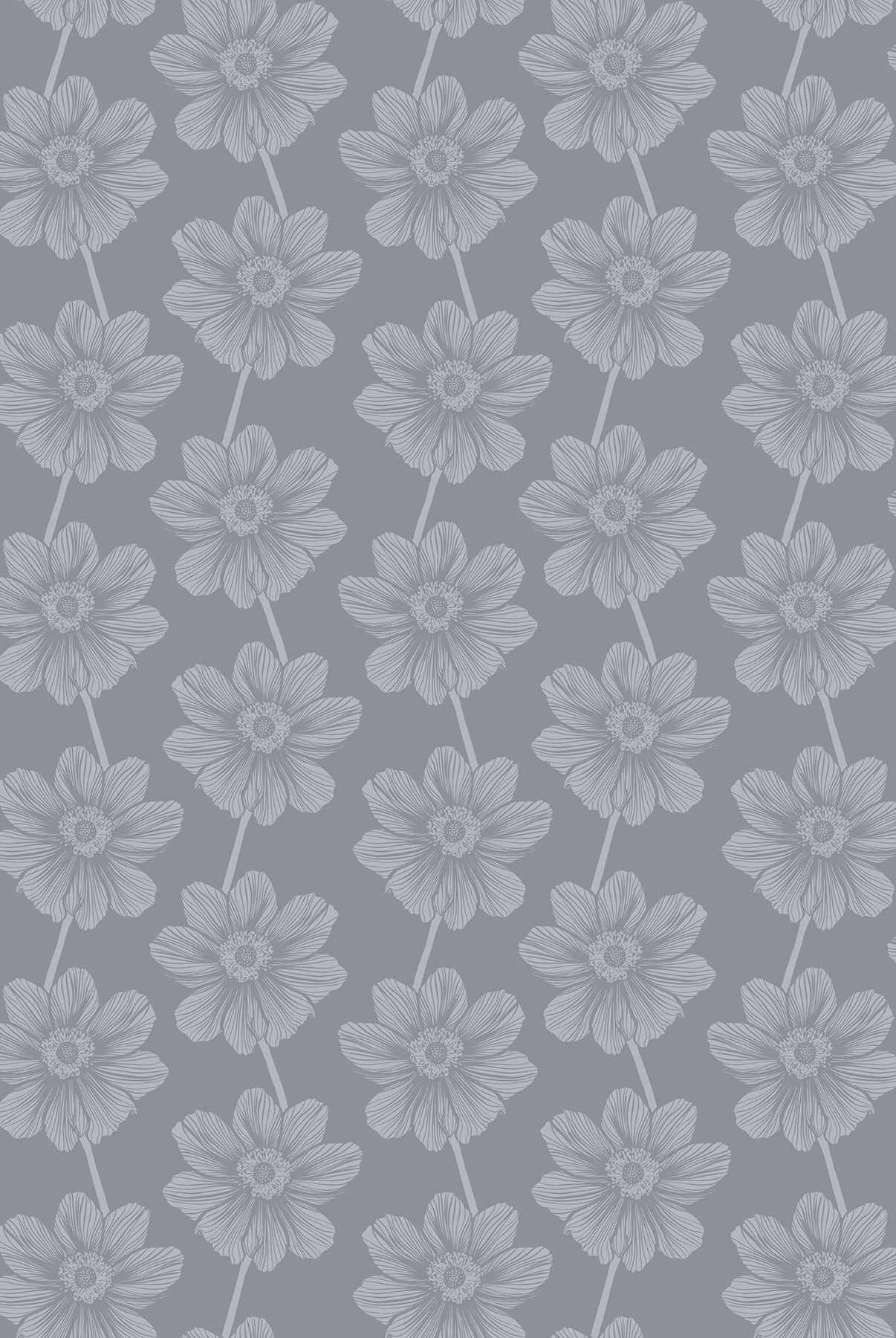 Pattern of stylized flowers on a gray background