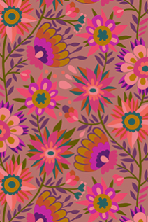 Colorful floral pattern on a pink background