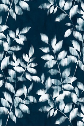 Pattern of white leaves on a dark blue background Arboretum Brushy Vine Backing Fabric 3 YARDS 108" x 108" - ARBW05665NW - P&B Textiles Fabric Carmon's Quilt Shop