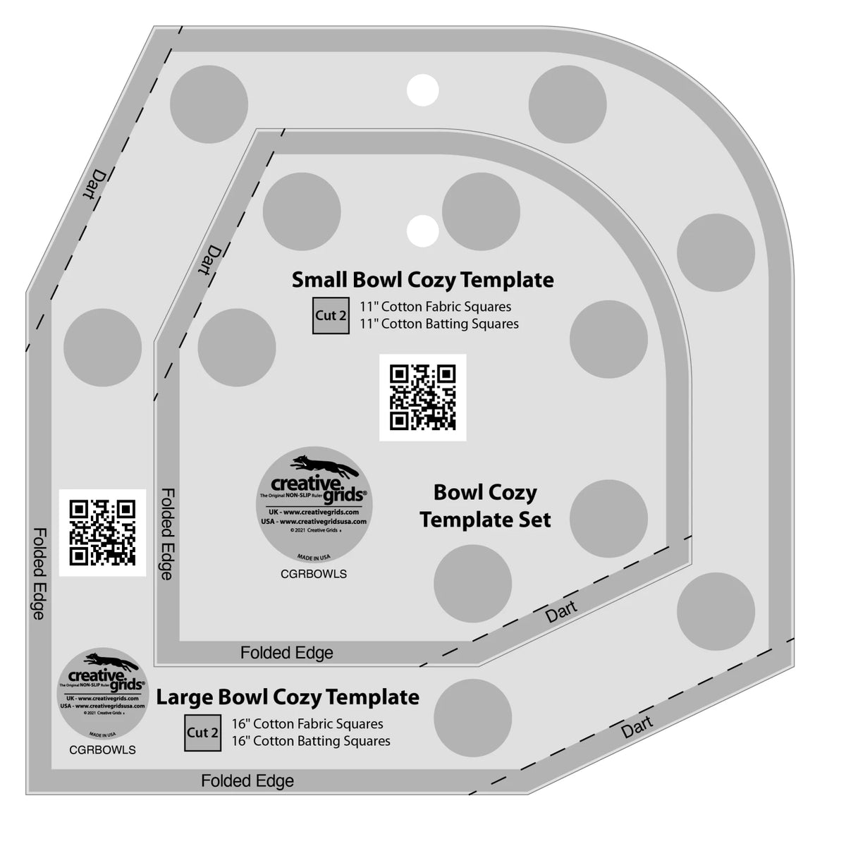 Creative Grids Bowl Cozy Template Set Rulers Carmon's Quilt Shop