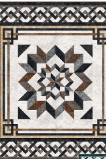 Decorative tile with geometric pattern on a black background