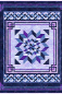 Decorative rug with a geometric pattern on a blue background