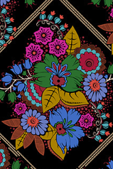 Colorful floral pattern on a black background Diamond Dance Backings No.3 Velvet- 108" BAMT162 -99 Anna Maria Textiles Fabric - Carmon's Quilt Shop
