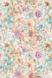 Pastel floral pattern on a light background fabric