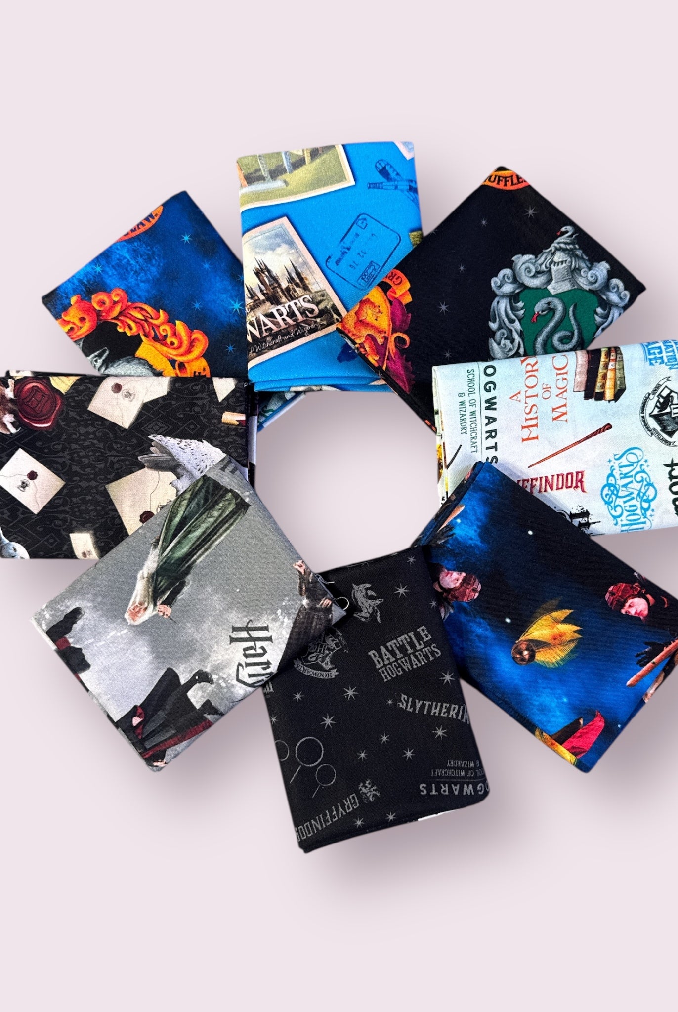 Collection of themed boxes with various designs on a light gray background