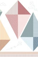 Fabric swatch pattern with geometric shapes and Figo branding Nest White Kite Panel Fabric #92104-10 Carmon's Quilt Shop