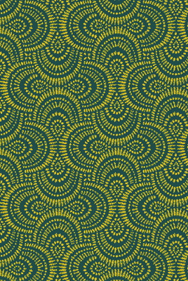 Patterned fabric with green and yellow design