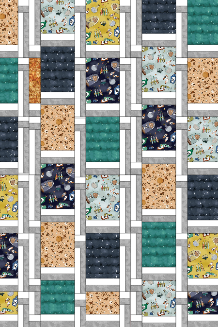 Spellbound Gray-White Spellbound Quilt Kit Finished Size 45" x 69" Benartex - Carmon's Quilt Shop