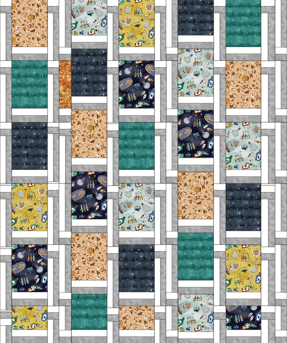 Spellbound Gray-White Spellbound Quilt Kit Finished Size 45" x 69" Benartex - Carmon's Quilt Shop