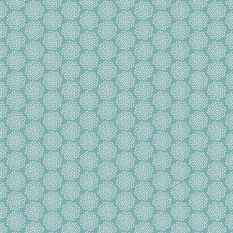 Teal fabric with a subtle geometric pattern Sweet Summer Dandelion Puffs Blue - 31397-B - QT Fabrics - Carmon's Quilt Shop