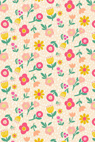 Fabric pattern of small flowers on a beige background