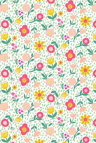 Fabric pattern of small flowers on a white background Sweet Summer Ditzy Floral White - 31369-Z - QT Fabrics - Carmon's Quilt Shop