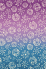 Gradient pattern of snowflakes transitioning from purple to blue