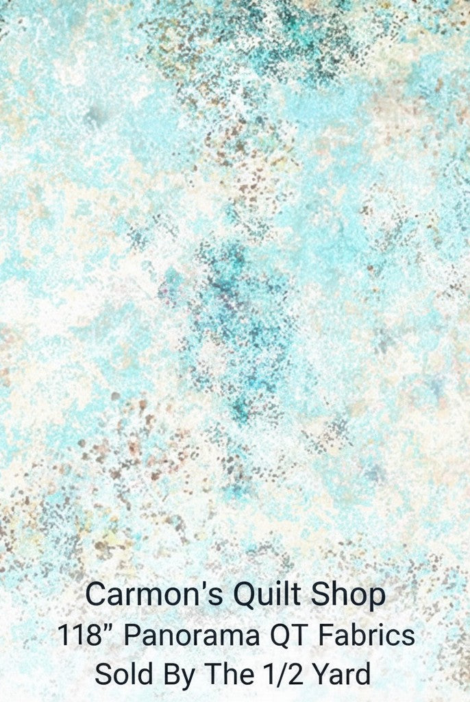 Carmon's Quilt Shop QT Fabrics Panorama 118 inch wide light aqua mottled texture 100% cotton quilting fabric