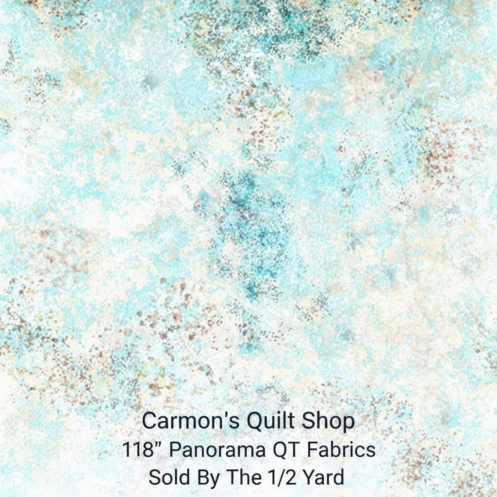 Carmon's Quilt Shop QT Fabrics Panorama 118 inch wide light aqua mottled texture 100% cotton quilting fabric