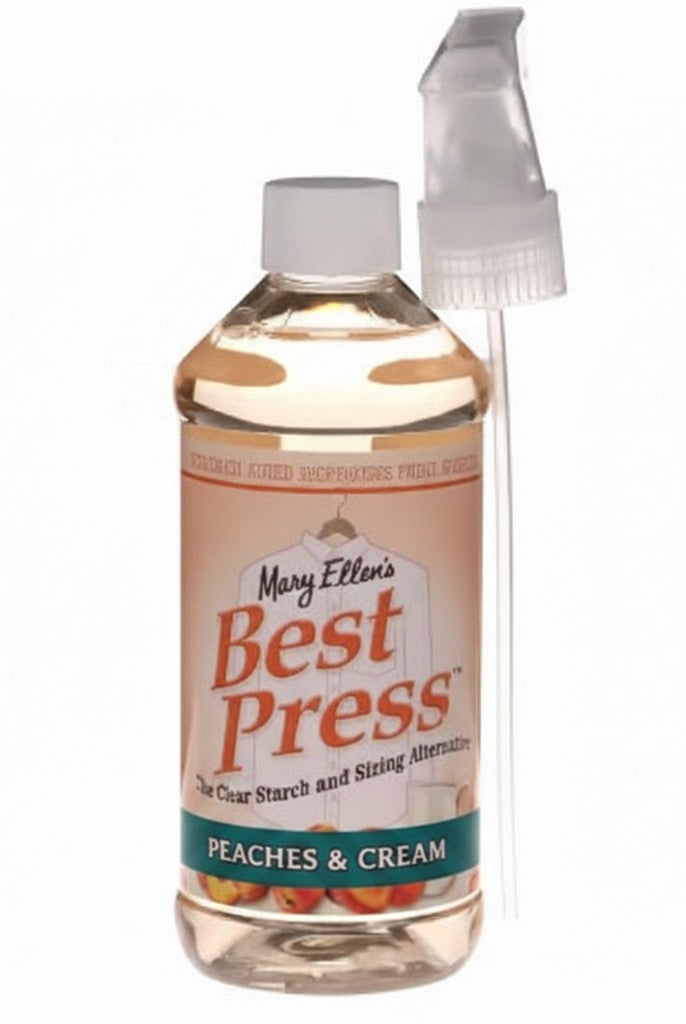Carmon's Quilt Shop 16oz Best Press Peaches & Cream spray starch bottle for quilting and ironing fabric
