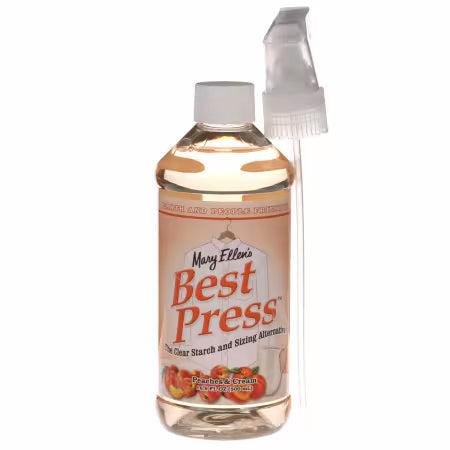Carmon's Quilt Shop Best Press Peaches & Cream spray starch 16oz bottle for quilting and sewing ironing aid