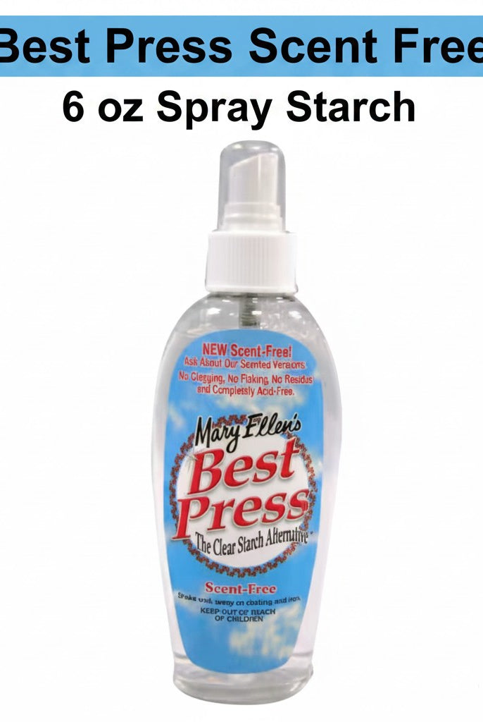 Carmon's Quilt Shop 6 oz bottle of Mary Ellen Products Best Press scent-free spray starch for quilting and sewing
