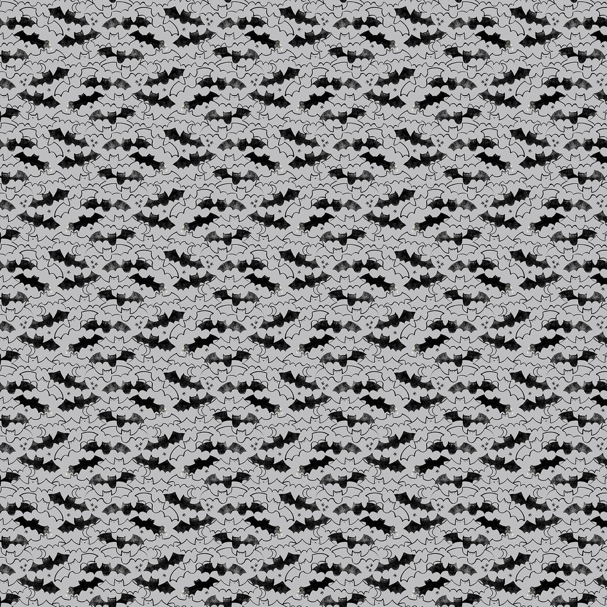 Carmon's Quilt Shop FIGO Fabrics Sweet Treat black bat print 100% cotton quilting fabric for Halloween projects