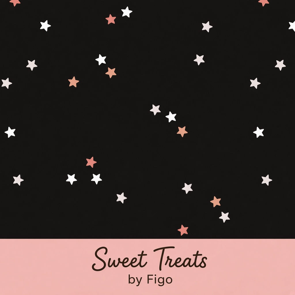 Carmon's Quilt Shop FIGO Fabrics Sweet Treat black cotton quilting fabric with white and coral star pattern