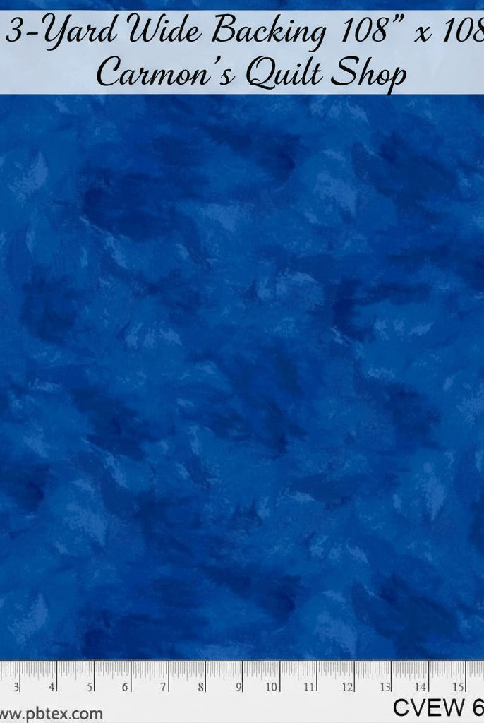 Carmon's Quilt Shop blue crushed velvet texture 108 inch wide cotton quilting fabric for quilt backing