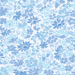 Carmon's Quilt Shop blue and white floral cotton fabric print for the Sisterhood Quilt Kit