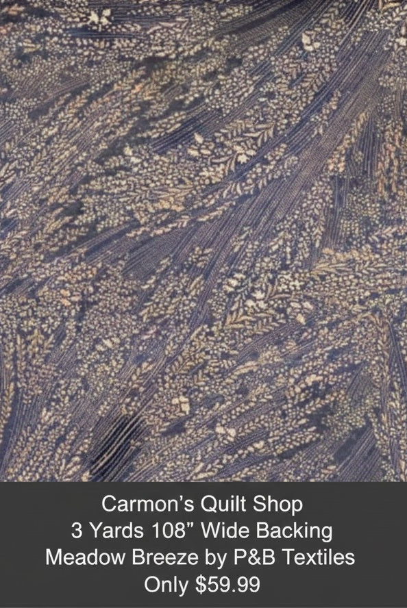 Carmon's Quilt Shop Meadow Breeze brown floral 108-inch wide cotton quilt backing fabric