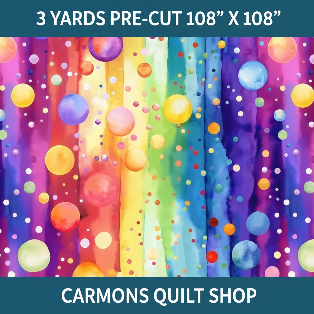 Carmon's Quilt Shop Bubble Pops multi-colored wide backing fabric with a playful bubble texture pattern.
