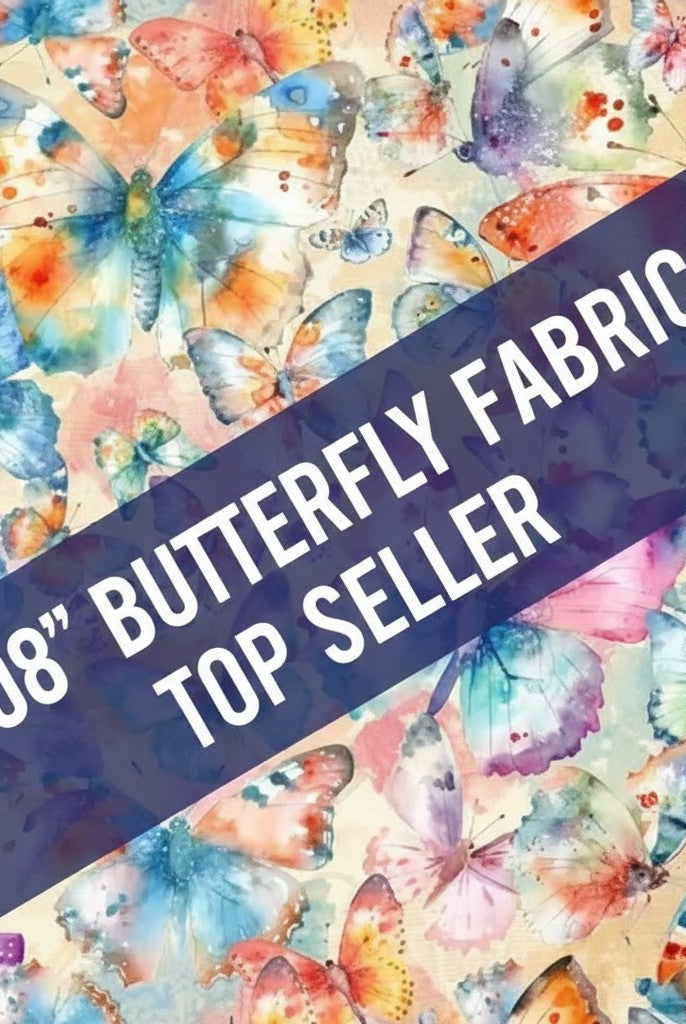 Carmon's Quilt Shop Butterfly Wishes cream 108-inch wide cotton quilt backing fabric with colorful butterfly print