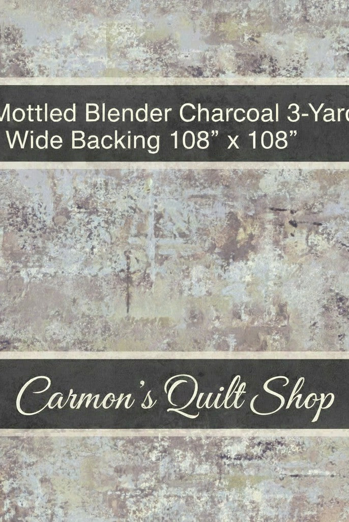 Carmon's Quilt Shop charcoal gray mottled blender 108-inch wide cotton fabric for quilt backing