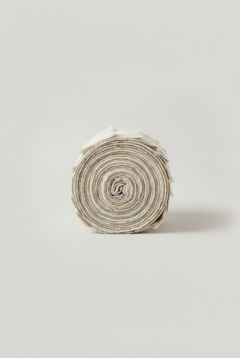 Carmon's Quilt Shop Light As Air 2.5-inch cream cotton fabric jelly roll for quilting and sewing projects.