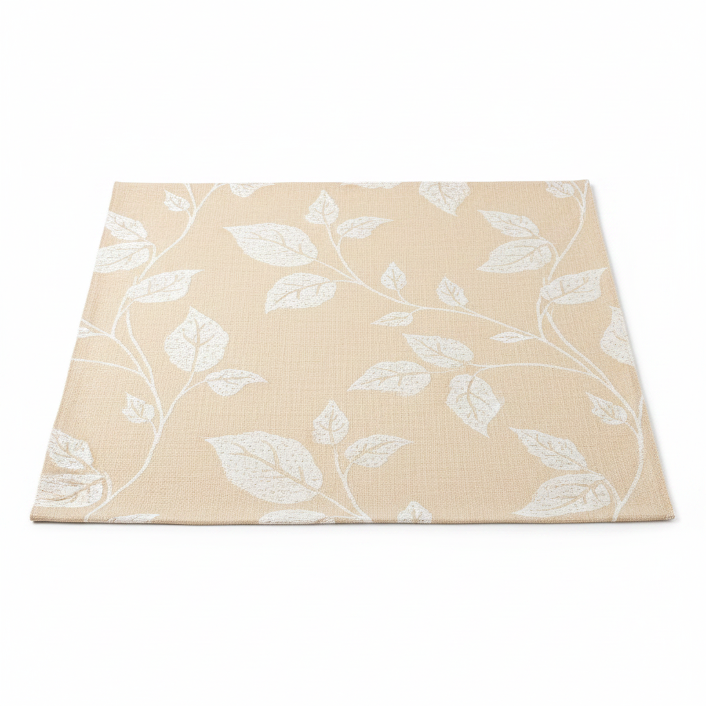 Carmon's Quilt Shop Light As Air cream cotton fabric with a delicate white leaf pattern for quilting projects.