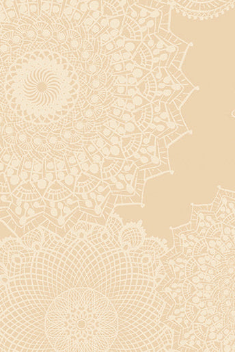 Carmon's Quilt Shop Dancing Doilies natural 108-inch wide backing fabric with elegant lace-inspired circular patterns