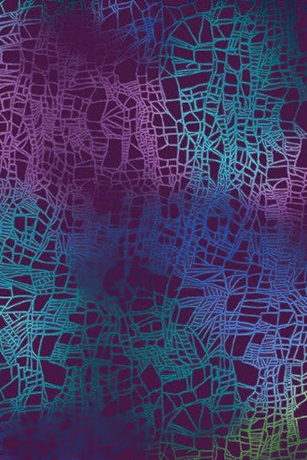 Carmon's Quilt Shop Dragonfly Wonder cotton fabric with a purple and teal abstract dragonfly wing pattern