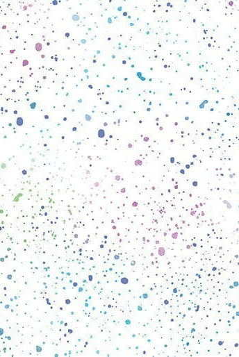 Carmon's Quilt Shop Dragonfly Wonder cotton fabric featuring a white background with multi-colored paint splatter print