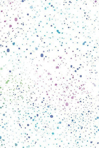 Carmon's Quilt Shop Dragonfly Wonder cotton fabric featuring a white background with multi-colored paint splatter print