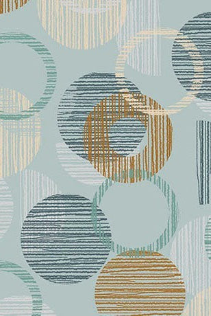 Carmon's Quilt Shop Panorama 118 inch wide cotton backing fabric featuring a dusty aqua overlapping circle pattern.