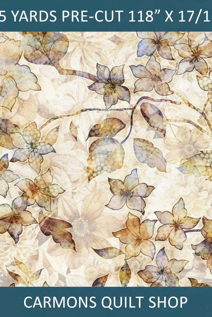 Carmon's Quilt Shop QT Fabrics Panorama tonal floral 100% cotton wide backing fabric for quilting projects