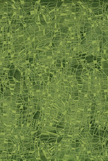 Carmon's Quilt Shop Dragonfly Wonder green cotton fabric with an intricate abstract dragonfly wing pattern
