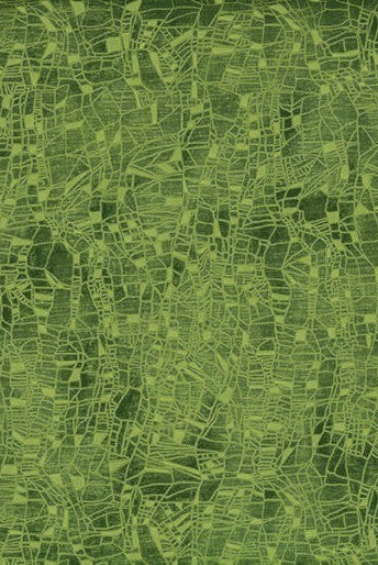 Carmon's Quilt Shop Dragonfly Wonder green cotton fabric with an intricate abstract dragonfly wing pattern