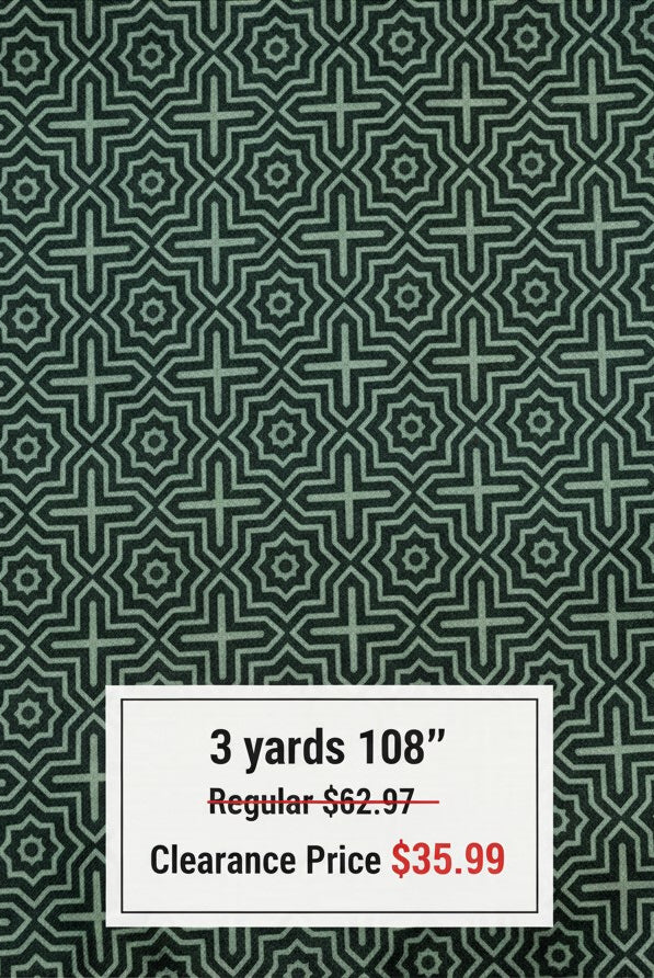 Carmon's Quilt Shop modern green geometric 100% cotton quilt backing fabric, 108-inch wide print