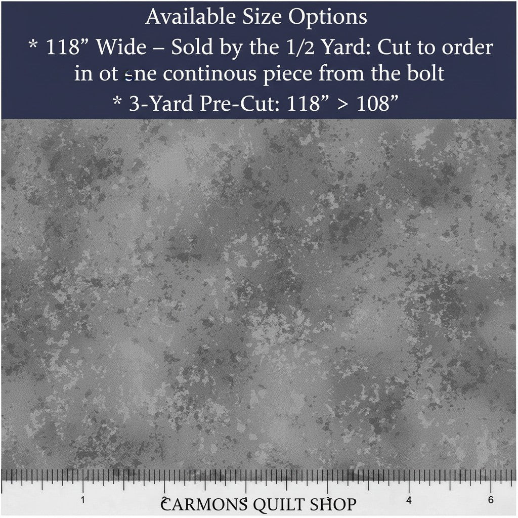 Carmon's Quilt Shop QT Fabrics Panorama Rapture Blender grey mottled 118-inch wide cotton quilt backing fabric