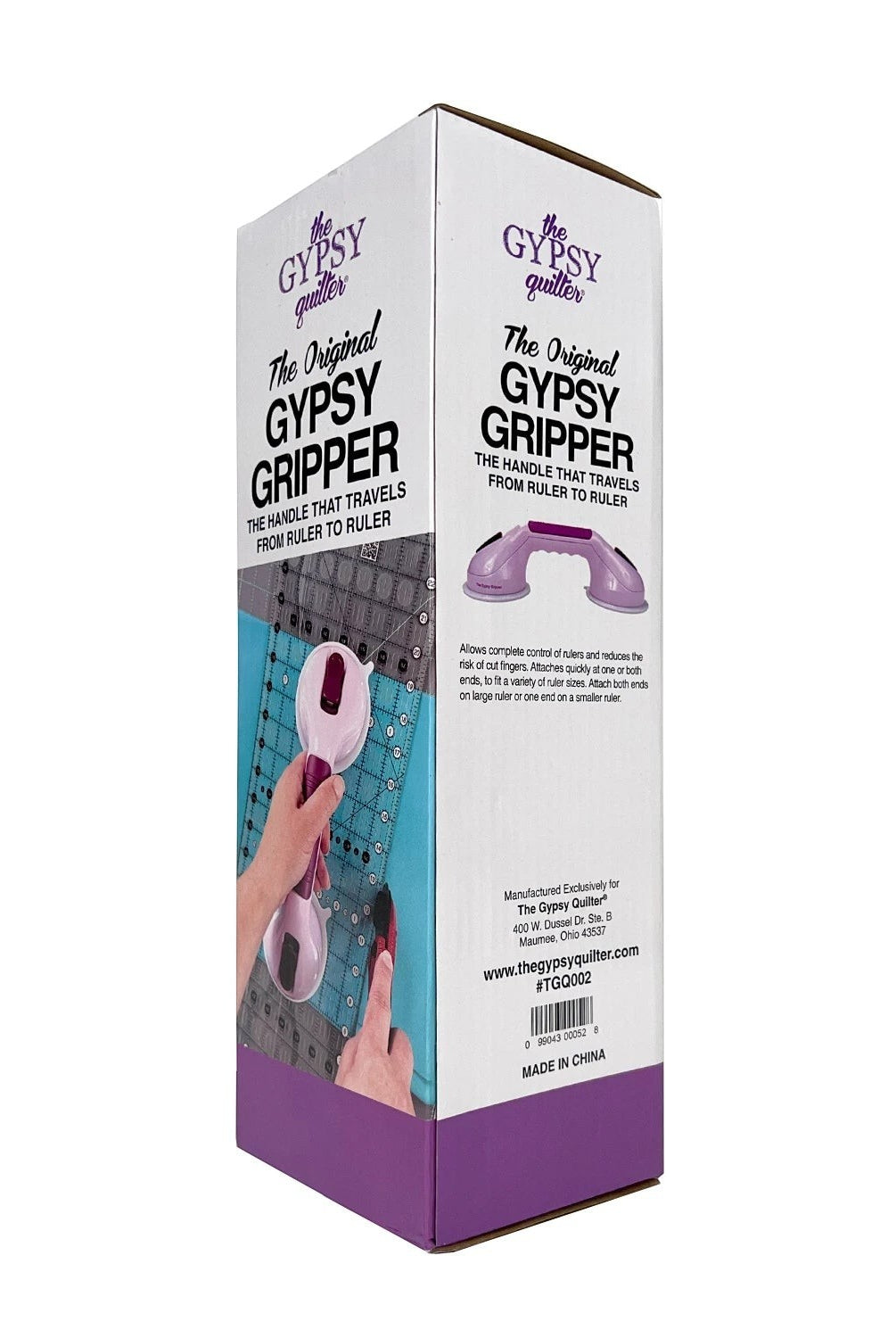 Carmon's Quilt Shop The Original Gypsy Quilter Gypsy Gripper purple plastic ruler handle tool in packaging