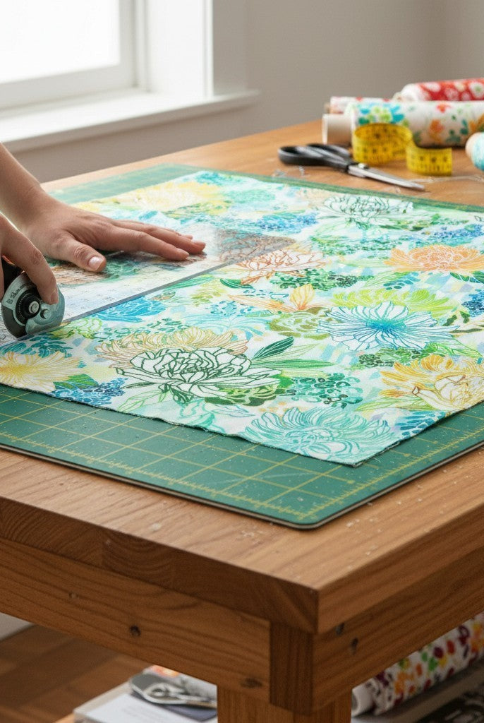 Carmon's Quilt Shop Jungle Wide Fabric: 108" 100% cotton quilt backing in Fiesta with abstract floral and geometric print.