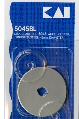 Carmon's Quilt Shop KAI 45mm tungsten steel replacement rotary cutter blade in original blue and white packaging
