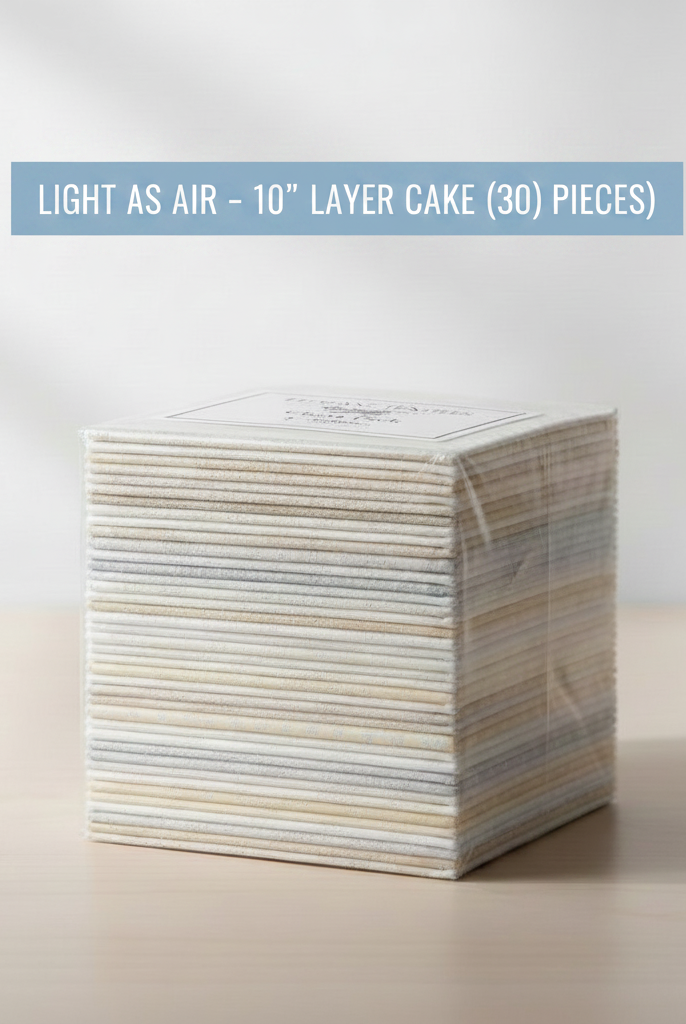 Carmon's Quilt Shop Light As Air 10-inch layer cake fabric stack of 30 premium cotton quilting squares